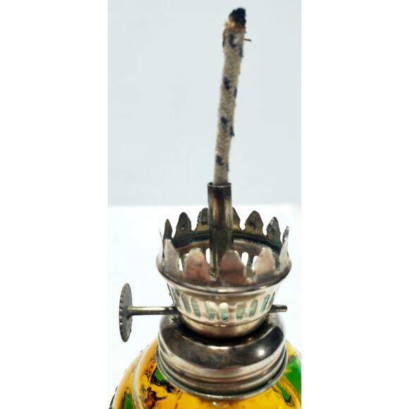 Vintage Sailboat Miniature Amber Stained Glass Oil Lamp Hong Kong 8.5" Tall - Picture 9 of 11